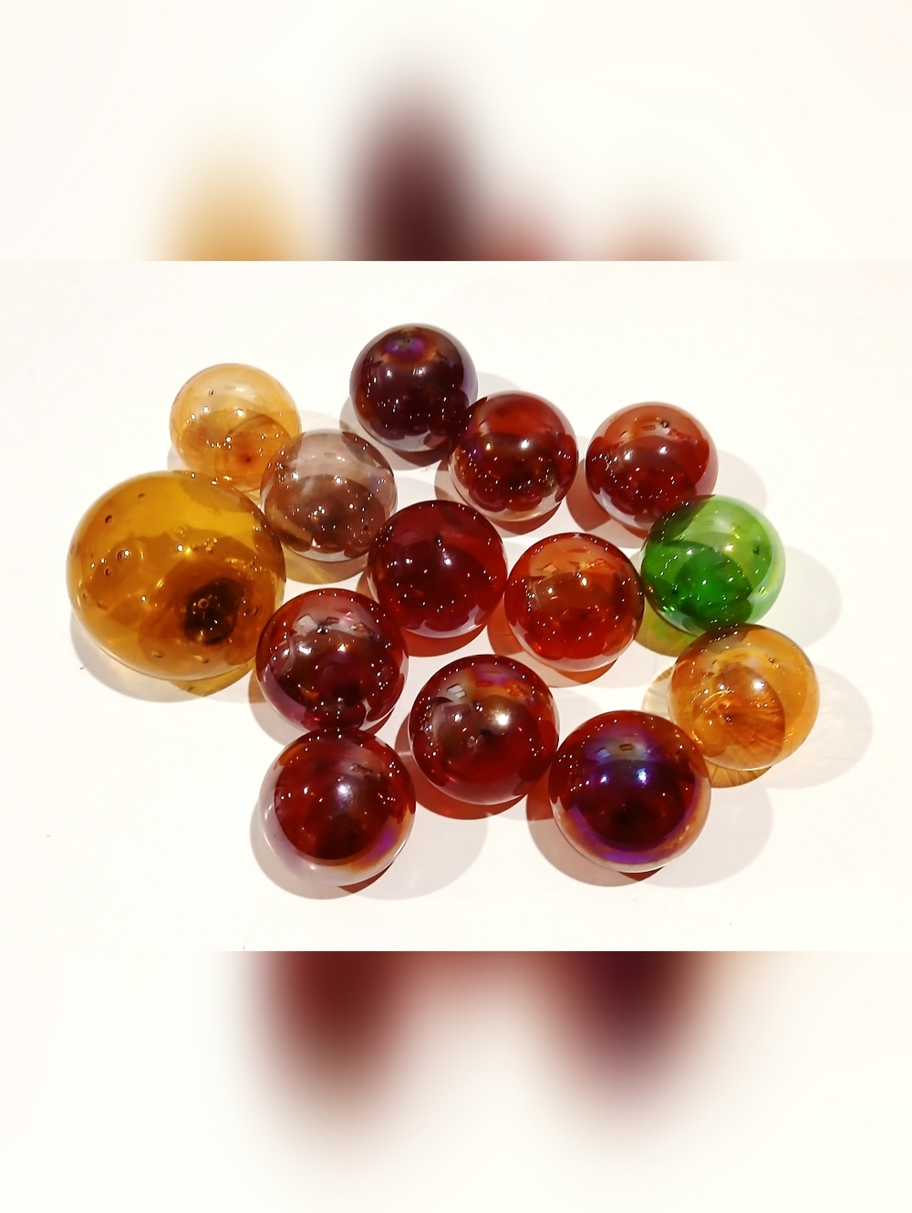 Vintage Blown Glass Centerpiece Filler- Balls - Amber, Ruby & Emerald Tones